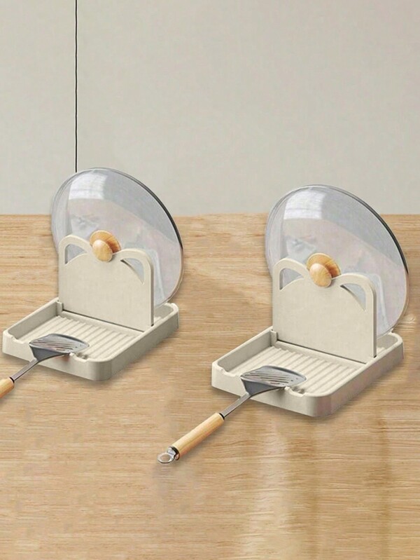 1 pièce Support pliable pour cuillère de cuisine et couvercle de pot - Étagère de comptoir multifonctionnelle pour spatules, cuillères à soupe et pots - Accessoire de cuisine gain d'espace