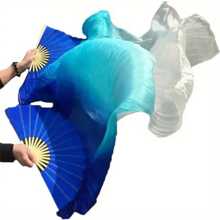 Abanico de danza del vientre para mujer, abanico largo de seda sintética en degradé, abanico de baile con velo de seda de rayón - Blanco - Ver 7