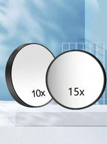 1pc 10X/15X Magnifying Makeup Mirror With Suction Cup, Suitable For Pimple Popping, Can Be Attached To Flat Mirrors - Black - View 2