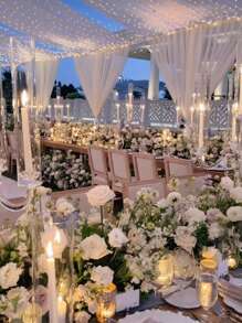 1pc Wedding Glowing White Gauze Backdrop Curtain, White Wedding Arched String Lights Sheer Curtain, 393/196inch Transparent Wedding Background Decorative Gauze, Wedding Arched Ceiling Decoration, Suitable For Wedding, Baby Shower, Birthday Party, Home Decor, Photo Prop - White - View 11