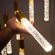 LAMPARA COLGANTE TUBO ACRILICO DECORATIVO MODELNO ORO 5Warr 500Lm APAGAR PARA CAMBIAR A AMARILLO LUZ CALIDA Y BLANCO - transparente - Ver 3