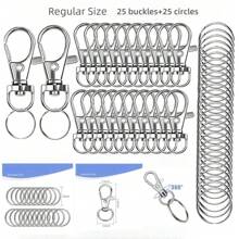 50pcs Silver Rotatable Keychain, Metal Key Ring With Hook, For Diy Keychain Making Casual Car Accessories Bag Charm School Cute Goth Y2k
