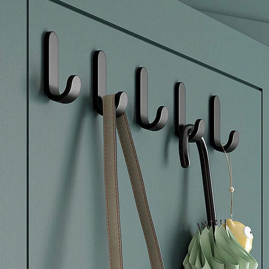 6入組多功能不需鑽孔掛鉤，黑白色毛巾掛鉤適用於浴室、衣服、外套、臥室浴衣、客廳廚房配件 - 完美收納鑰匙、衣服、毛巾和更多物品 - 灰色 - 查看 1
