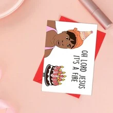 Funny Birthday Card - Sweet Brown - Oh Lord Jesus It's A Fire - Pink - View 7