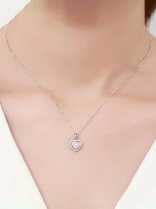 1 PC Glamorous Heart Cubic Zirconia Heart Necklace Pendant For Women Valentine'S Day Gift Wedding Jewelry Valentines,Mom,Mother,Mother's Day,Gift