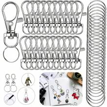 50pcs Silver Rotatable Keychain, Metal Key Ring With Hook, For Diy Keychain Making Casual Car Accessories Bag Charm School Cute Goth Y2k