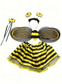 4 件套狂欢节黄蜂翅膀戏剧派对装扮角色扮演舞台表演节日道具万圣节 - 黃色 - 查看 14