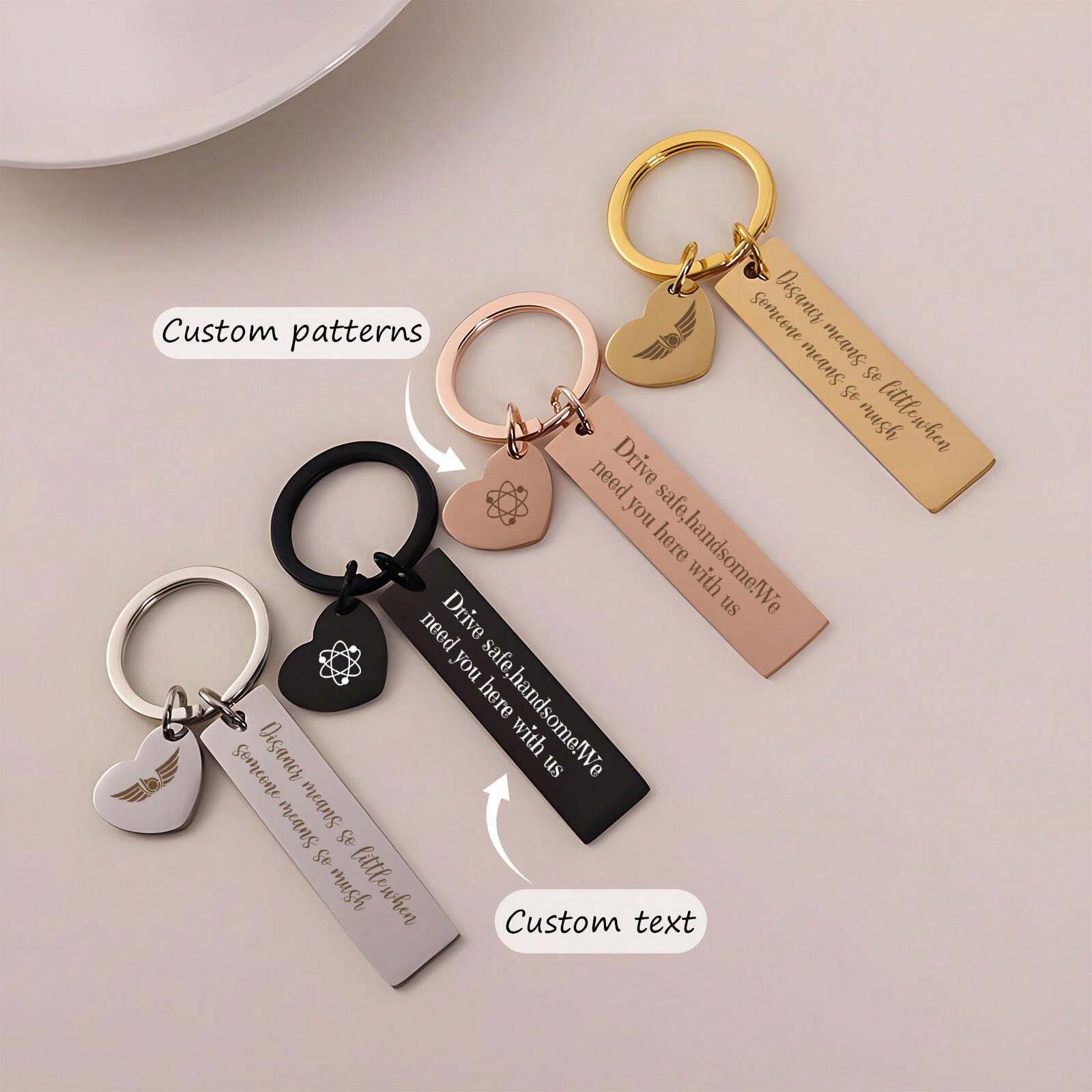Personalized Customized Text Keychain Engraved Keychain Stainless Steel ...