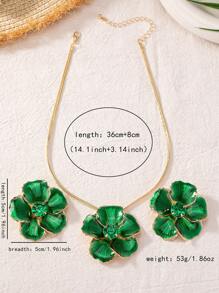 3 pièces Ensemble de collier et boucles d'oreilles avec pendentif fleur à 5 pétales émaillés, cadeau polyvalent pour femmes