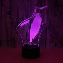 Creative 3D Penguin LED Acrylic Board Night Light Bedroom Decoration First Choice For Birthday Gifts To Friends - Black - View 3