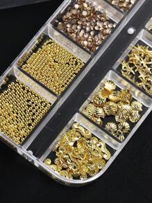 12 Grid 3D Ocean Theme Nail Decoration Pendant Alloy Shell Abalone Seahorse Starfish Conch Pearl Mini Caviar Beads Rhinestone 3D Ocean Series Metal Pendant Suitable For Nail Art Jewelry Making Technology DIY Nail Charms Nail Gems Nail Supplies
