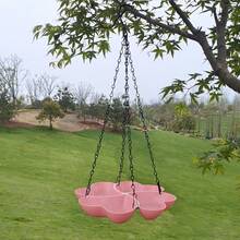 4合1樹掛鳥飼料器 彩虹色鳥浴器 新款鳥浴器 戶外陽臺花園飼料器 水飲料器 鳥浴器 裝飾雙用807 四心四鏈懸掛鳥飼料器 - 藍色 - 查看 4