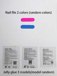 升級您的指甲造型24入組中短款足尖形/短款錐形/Flash法式明亮粉紅單色假指甲，配有一個指甲文件和一個果凍膠壓式假指甲，指甲用品