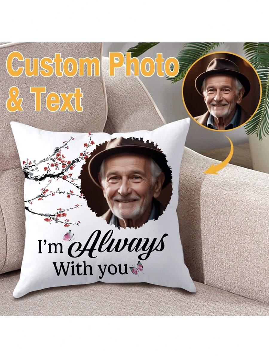 1pc Customized Personal Photo Collage Design Pillowcase, Memorial Gift For Family, Mother's Day, Father's Day, Thanksgiving Day, Teacher's Day, Single-Side Printed Cushion Cover For Gift Giving To Your Friends And Yourself Soft Custom, Unique, Personalized Ideal Gifts For Him Her, Boyfriend, Girlfriend, Dad, Mom, Family, Friends, Pets For Anniversaries, For Birthday,Sofa Bed - Red - View 1