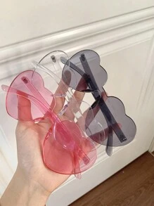 1pc Transparent Heart Shaped Party Glasses For Gathering, Selfie, All-Match, Funny & Stylish Glasses, Back To School Valentine Day - Multicolor - View 4