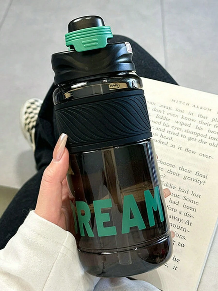 1個大容量簡約水杯，耐用耐熱運動水瓶，帶吸管便攜塑料飲水瓶，適用於男女夏季使用 - 彩色 - 查看 1