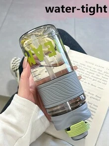 1個大容量簡約水杯，耐用耐熱運動水瓶，帶吸管便攜塑料飲水瓶，適用於男女夏季使用 - 彩色 - 查看 10