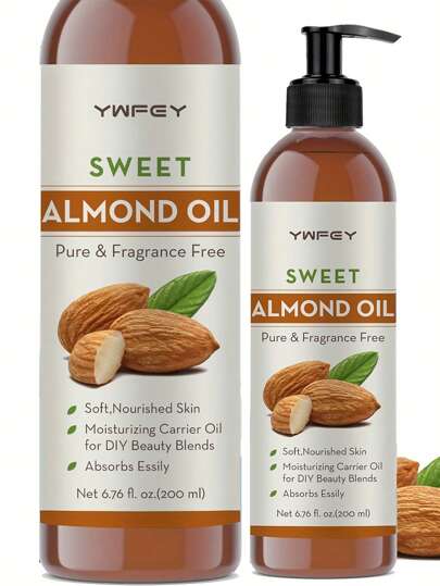 Pure & Natural Cold Pressed Oil Sweet Almond Oil For Skin, Face, Nails, Hair, Scalp & Massage