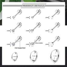 11 Pairs 14K Gold Plated Flat Back Earrings Small Stud Hoop Earring Sets For Multiple Piercing,Lightweight Dot Ball Cubic Zirconia Tiny Hypoallergenic Flatback Cartilage Earrings Set