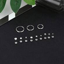 11 Pairs 14K Gold Plated Flat Back Earrings Small Stud Hoop Earring Sets For Multiple Piercing,Lightweight Dot Ball Cubic Zirconia Tiny Hypoallergenic Flatback Cartilage Earrings Set