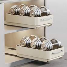 Stainless Steel Drawer Design Cabinet Single Layer Pull Out Draining Rack With Rail For Bowl, Dish, Kitchen Storage - White - View 5