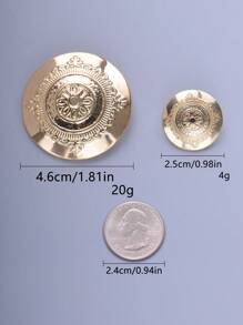 3 nút kim loại tròn với hoa văn chạm khắc rỗng để trang trí DIY trên áo gió, áo khoác, áo len, áo khoác thường ngày, hộp hoa, giày và túi xách - Vàng - Xem 10