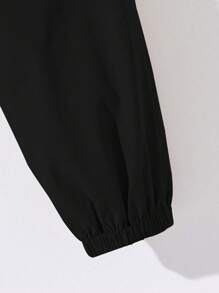 1pc Tween Boy Casual Exercise Outdoor Letter Printed Pocket Banded Utility Pants, Spring/Summer/Autumn - Black - View 5