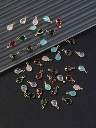 12 piezas Pequeño colgante de cristal coloreado en forma de gota de agua, accesorios de bisutería DIY, componentes para hacer pulseras/tobillos/collares