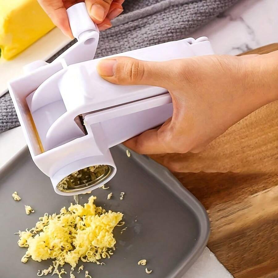 1pc Manual Rotary Cheese Grater Shredder, Kitchen Creative Cheese Slicer, Multi-Function Cheese Cutter - White - View 1