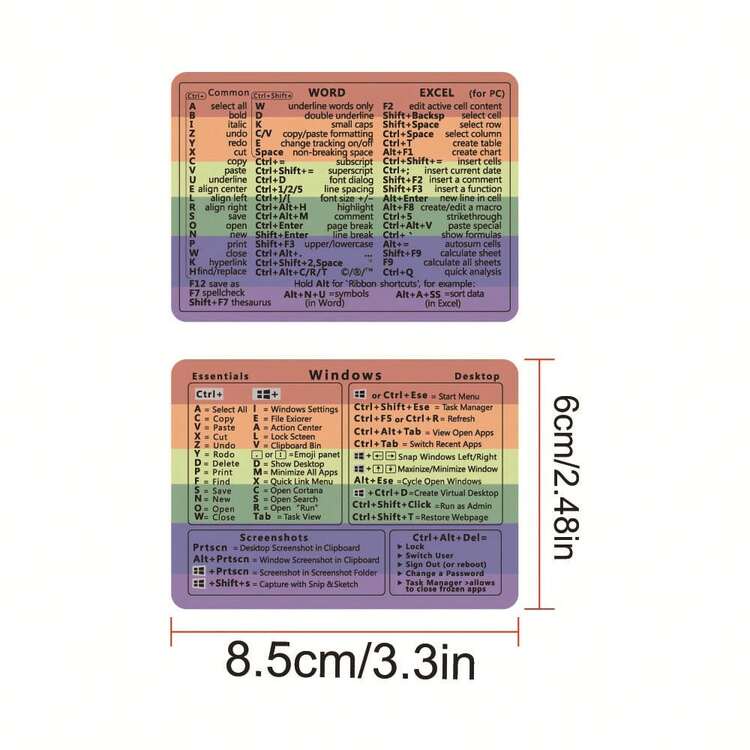 Set de adhesivos de teclas de acceso rápido de Windows/Word para decorar el teclado de la laptop, recordatorio de referencia de teclas de acceso rápido - 28F - Añade 1