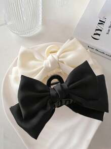 3pcs/Set Women's Pink, Black, White Elegant Bowknot Large Hair Claw Clips Hair Jaw Clip Hair Clamps Hair Clutch Hair Catcher Clip