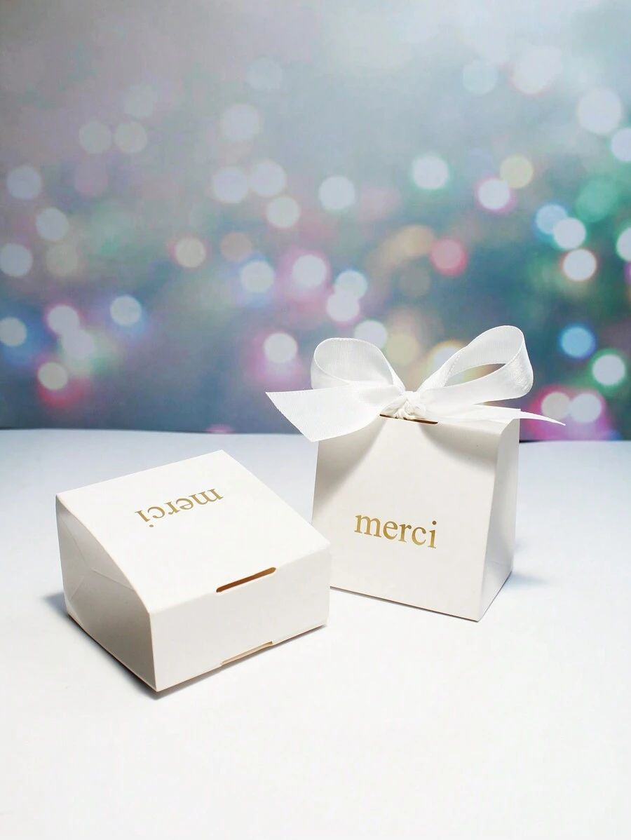 10pcs Party Favor Gift Box Wedding Candy Box Baby Shower Paper Gift Bag Birthday Christmas Favor Present Boxes Packing Valentine Day - White - View 1