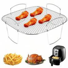 1pc,Stainless Steel Air Fryer Rack With , Grill Air Fryer Accessories, Cooking Rack For Oven Microwave Baking, Kitchen Accessories,Bbq,Picnic,Camping,Garden,Patio,Outdoor,Garden Decor,Outdoor Decor. - 1 Air Fryer Rack - View 7