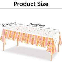 1張220*130cm嬉皮主題桌布，節日派對裝飾，生日派對桌布，一次性PE防水桌布，帶雛菊印花 - 彩色 - 查看 2