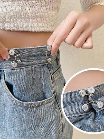 1 pieza Accesorio plateado para mujer que cambia a la cintura pequeña, ajustado con alfileres y hebillas para asegurar la ropa, y accesorios antirreflejo