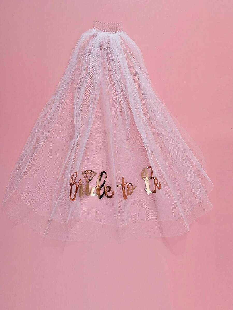 1入組新娘頭紗，適用於單身派對裝飾、新娘禮物和婚禮配件 - 浪漫之選 - 彩色 - 查看 1