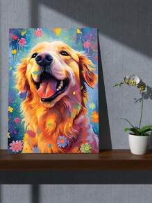 创意动物画 - 笑狗 5D 钻石马赛克刺绣，现代艺术全圆形钻石马赛克钻石粘贴，客厅家居装饰十字绣套装 - 彩色 - 查看 3