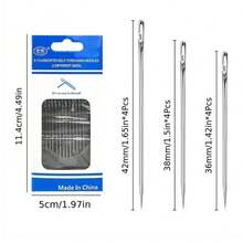 12pcs Self Threading Hand Sewing Needles - Side Opening For Easy Darning And Stitching - Sewing Accessories - Silver Tail Side Opening 12 Pieces - View 13