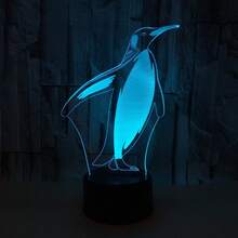 Creative 3D Penguin LED Acrylic Board Night Light Bedroom Decoration First Choice For Birthday Gifts To Friends - Black - View 1
