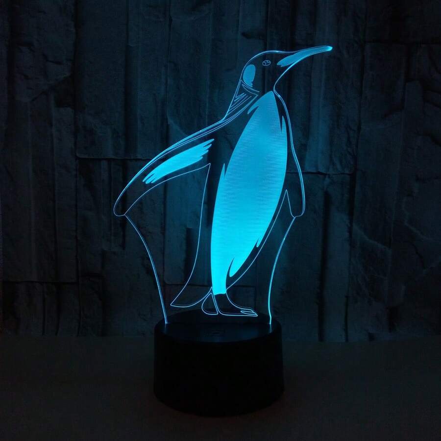 Creative 3D Penguin LED Acrylic Board Night Light Bedroom Decoration First Choice For Birthday Gifts To Friends - Black - View 1