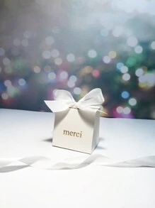 10pcs Party Favor Gift Box Wedding Candy Box Baby Shower Paper Gift Bag Birthday Christmas Favor Present Boxes Packing Valentine Day - White - View 5