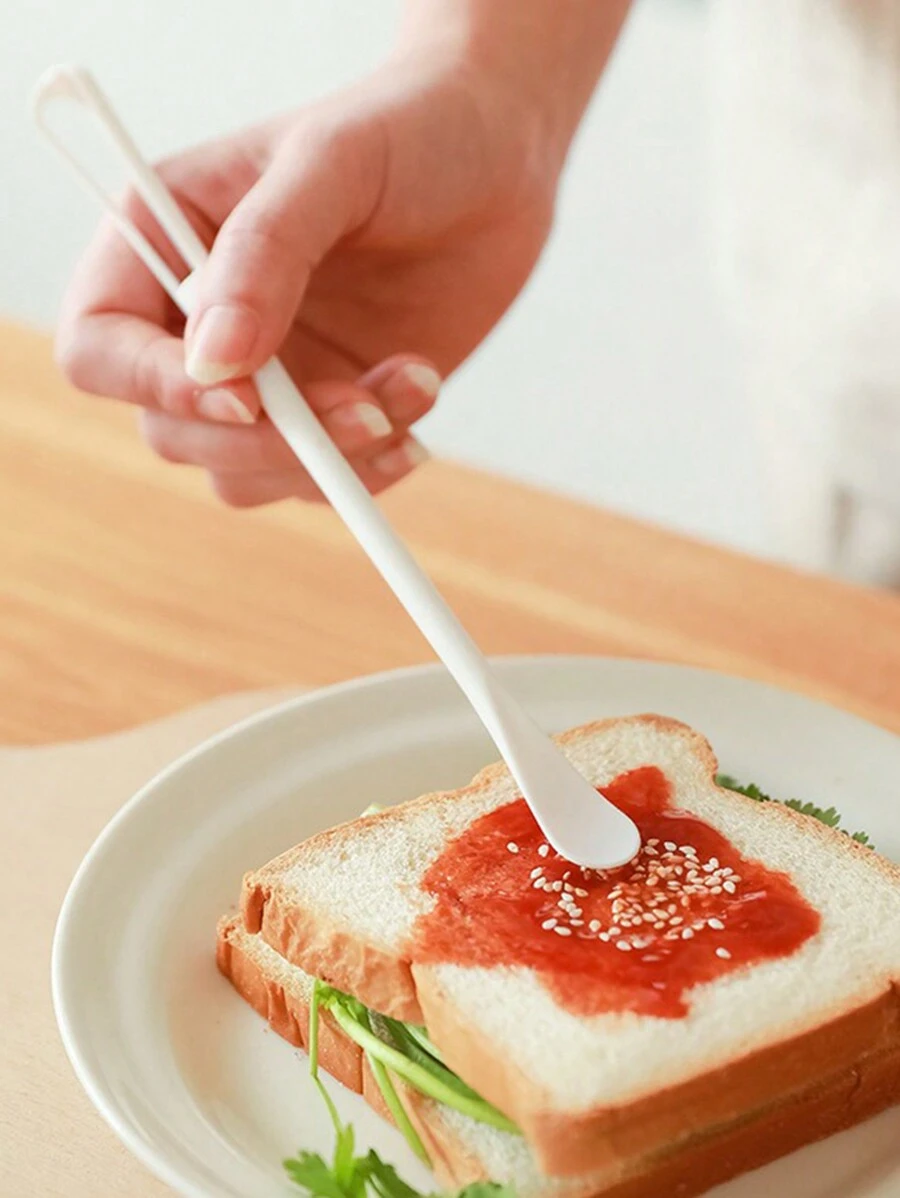 1 szt. Kreatywna mini trzepaczka z małą łyżeczką, narzędzie kuchenne do ubijania jajek i mieszania sosu, łyżka do przypraw - Biały - Zobacz 1