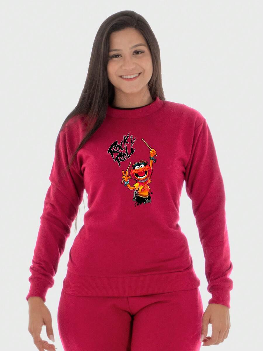 Women Sweatshirts - Màu Đỏ Sâu - Xem 1