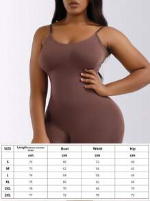 1 件大码产后无缝连体衣塑身衣，适用于女士，带提臀、收腹、全身、可调节肩带 - 棕色 - 查看 5