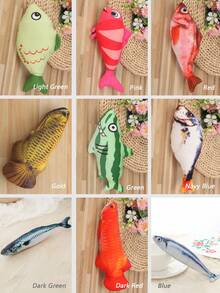 1pc Cat Toy Fish-Shaped Plush Toy With Mint For Playing And Teeth-Cleaning, Suitable For Cats - Multicolor - View 7