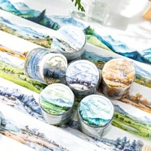 MOCARD 1 Cuộn Băng Washi Phong Cảnh INS dài 2m, Nhãn Dán Thẩm Mỹ Sáng Tạo Retro, Vật Liệu Thủ Công Cắt Dán Trang Trí Tự Làm, Quà Tặng Lễ Hội, Văn Phòng Phẩm Trường Học Sổ Lưu Niệm Cá Nhân - Màu xanh lá cây đậm - Xem 6