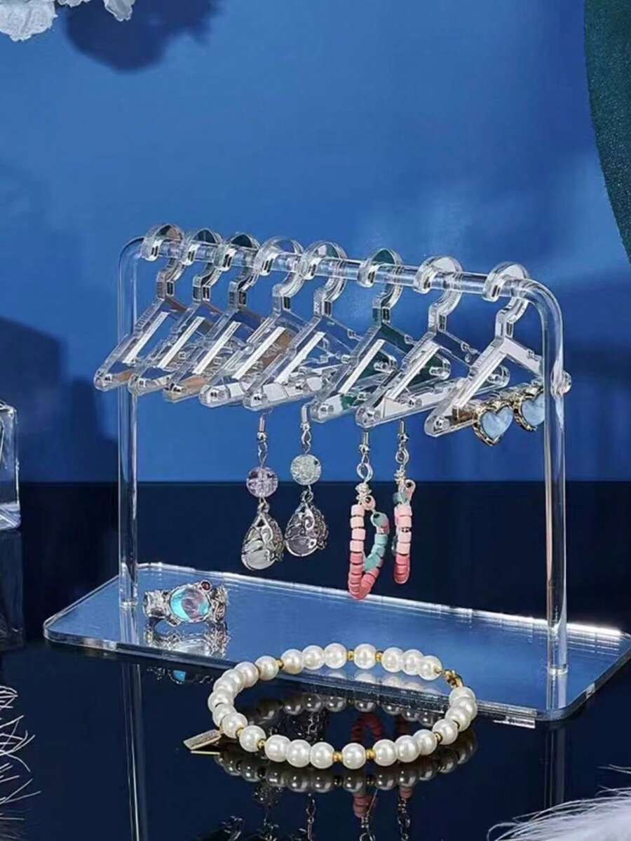 1 件装悬挂式个性化透明耳环架亚克力衣架耳钉耳环收纳展示架 - 無色 - 查看 1