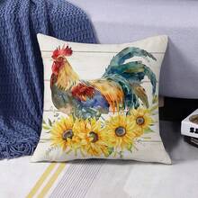 1/2/4 pezzi, Copr cuscino decorativo stile country, 18x18 pollici Fienile Mucca Gallo Sole Fiore Cuscini per decorazione casa Rustici Vintage Copripillow per veranda patio divano soggiorno esterno, senza nucleo del cuscino - Multicolore - Visualizzare 8