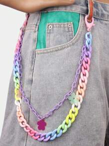 1pc Multi-Layered Colorful Y2K-Style Acrylic Lady Pants Chain - Multicolor - View 3