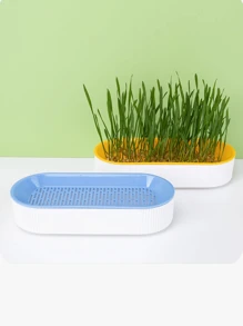 1pc Water Culture Box For Cat Grass, Cat Snack Planting Hydroponic Box, Feeding Tool (Seed Not Included) - Multicolor - View 1